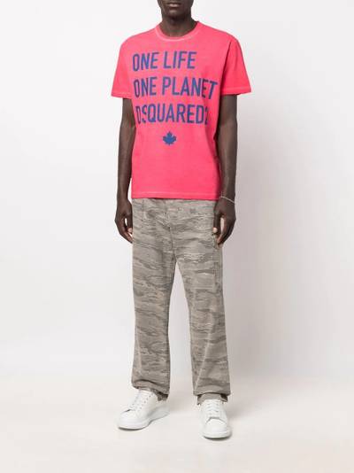 DSQUARED2 slogan-print cotton T-shirt outlook