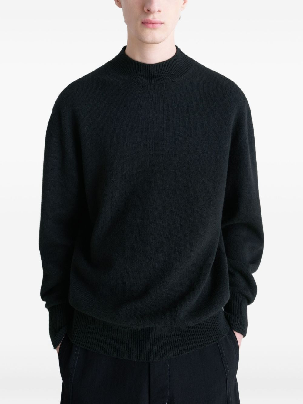 mock neck rib-knit trim sweater - 4