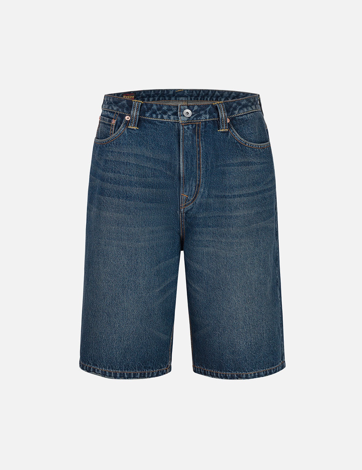 Seagull Embroidery Regular Fit Washed Denim Jorts - 1