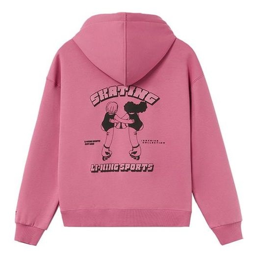 (WMNS) Li-Ning Skating Graphic Hoodie 'Pink' AWDR682-2 - 2