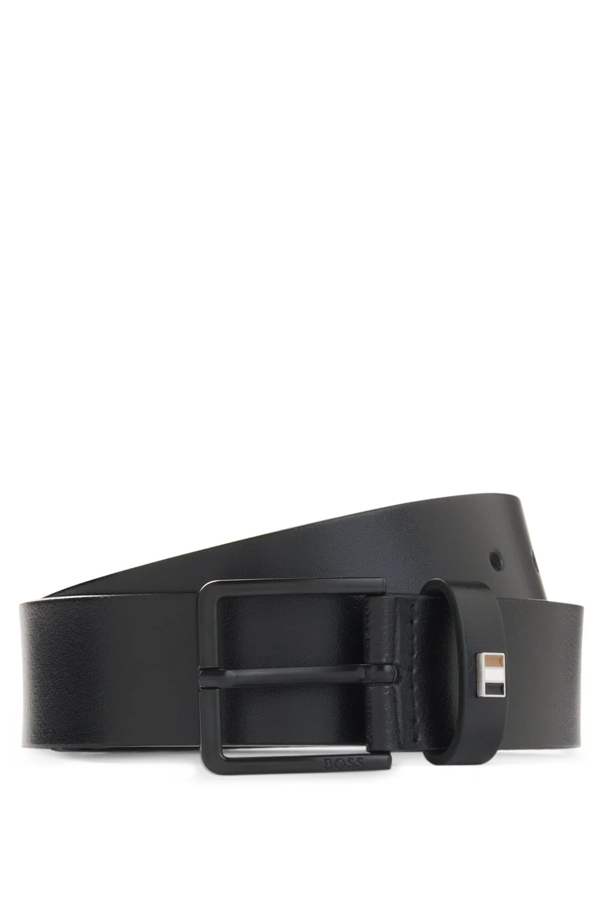 LEATHER BELT WITH MATTE BLACK HARDWARE - 1