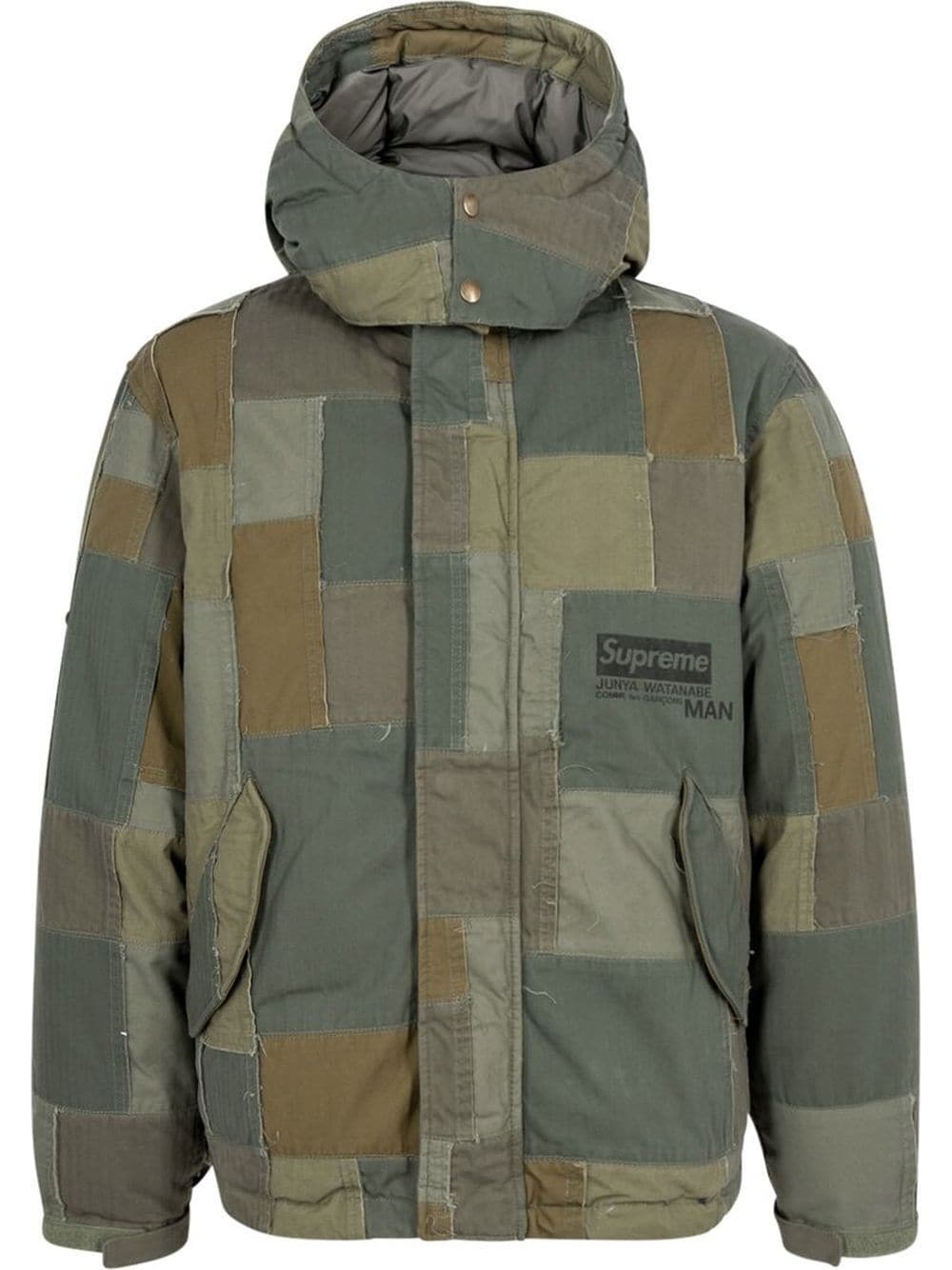 x Junya Watanabe patchwork hooded jacket - 1
