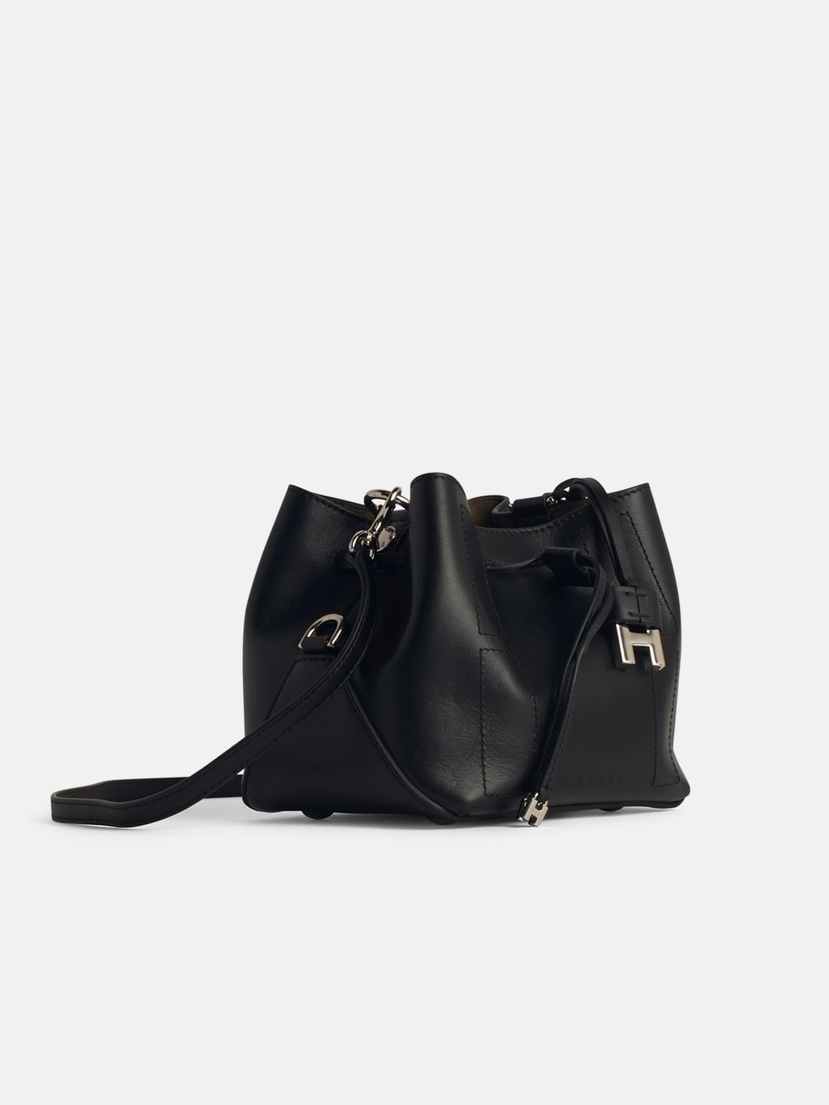 'HOCKET' BLACK LEATHER CROSSBODY BAG - 2
