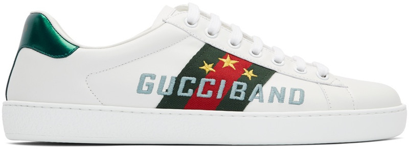 White 'Gucci Band' New Ace Sneakers - 1