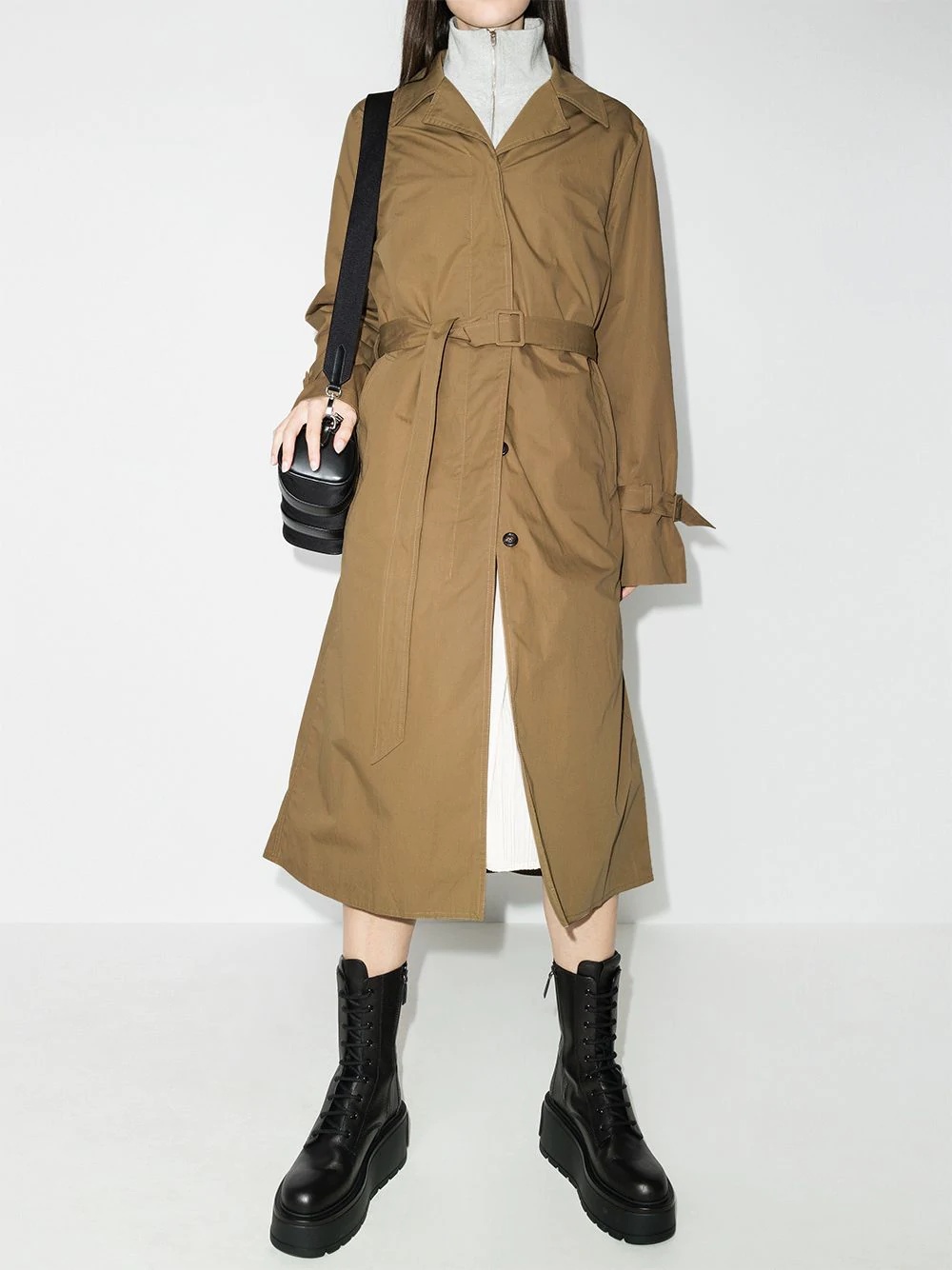 belted-waist midi trench coat - 2