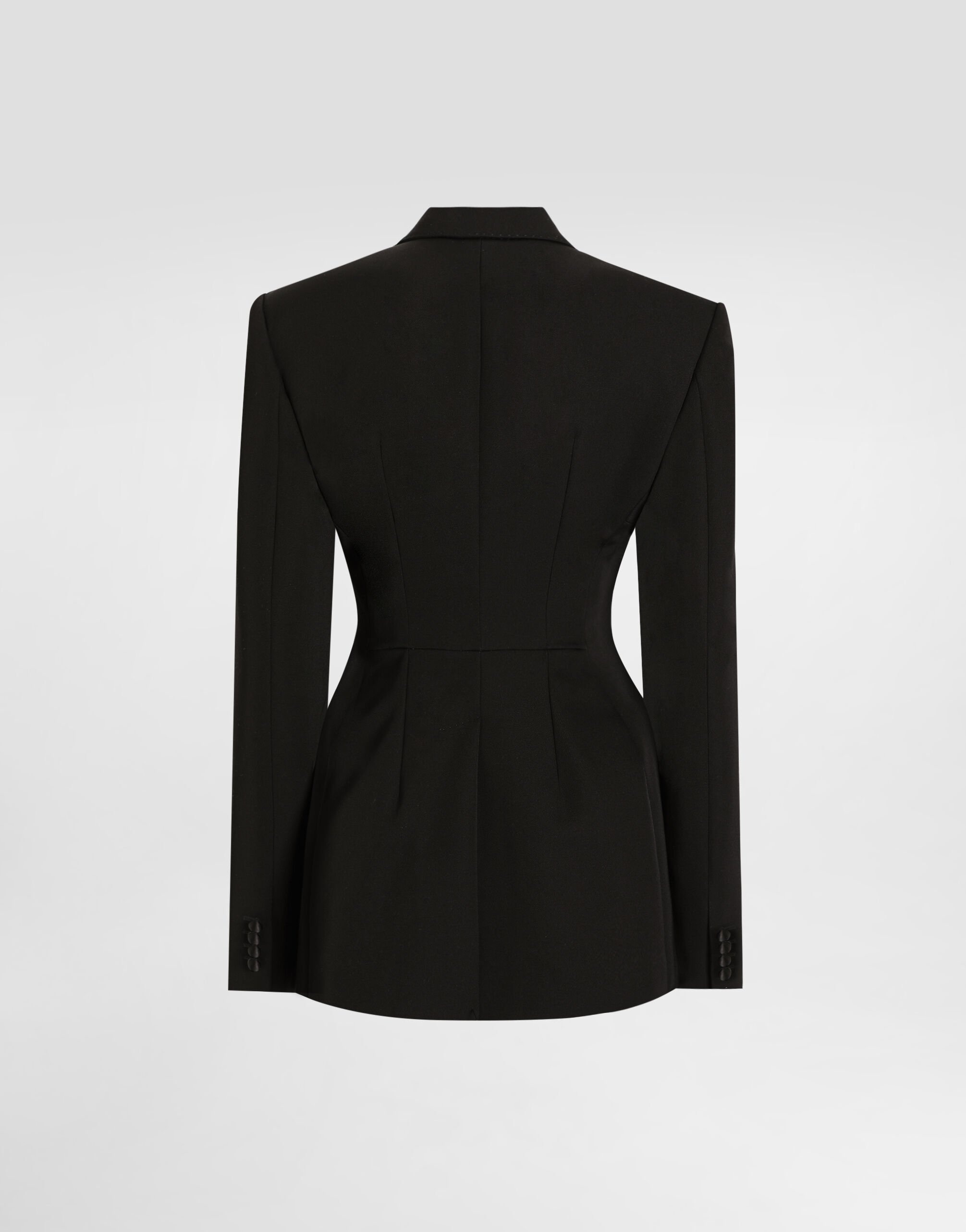 Double-breasted wool gabardine tuxedo jacket - 5