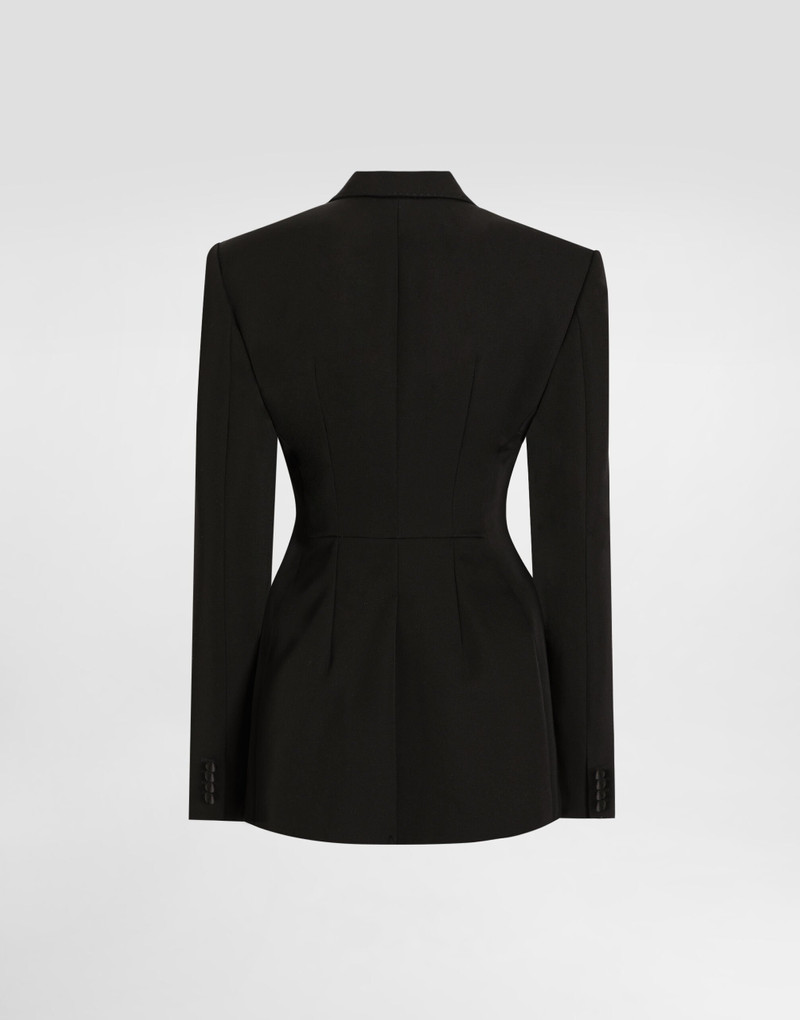 Double-breasted wool gabardine tuxedo jacket 5