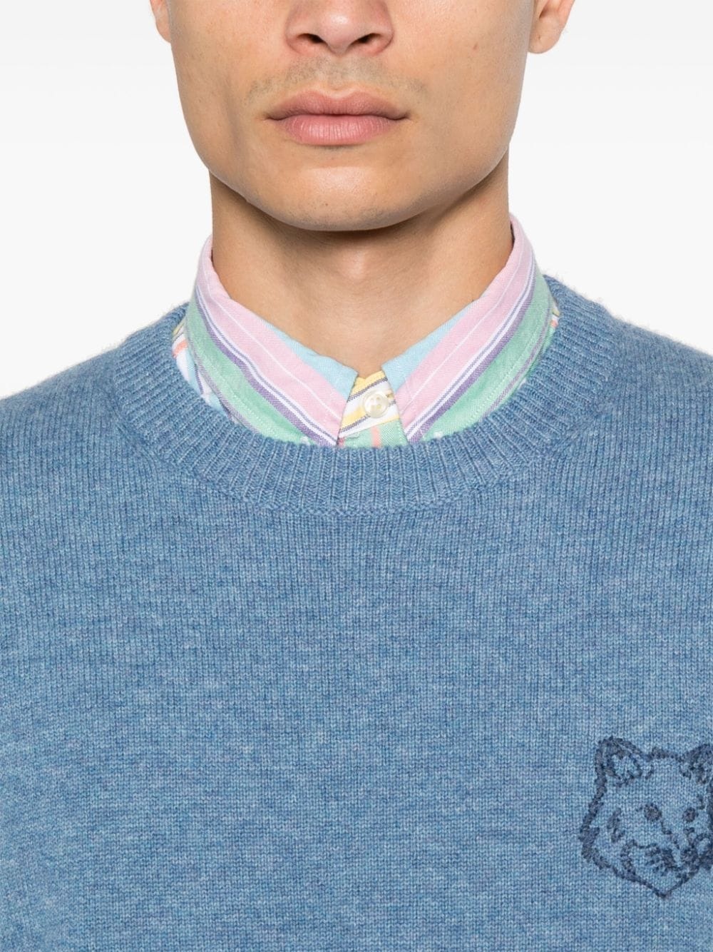 Bold Fox Head embroidered sweater - 5