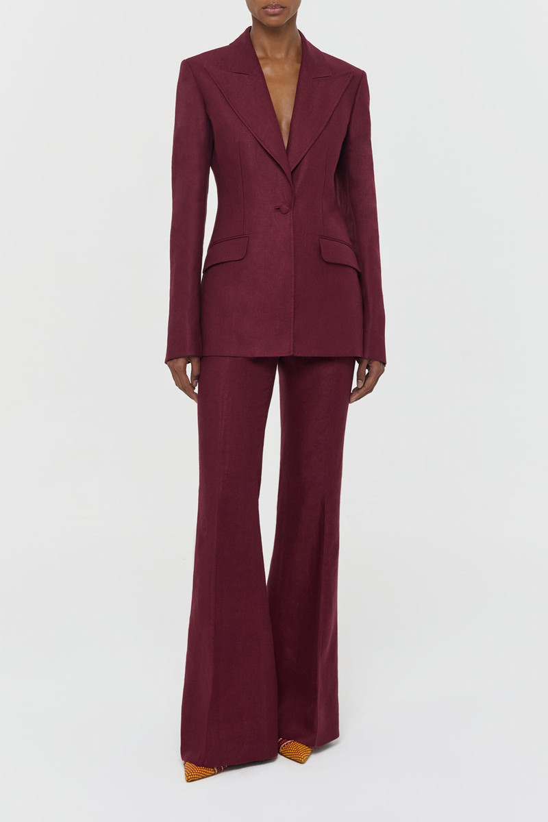 GABRIELA HEARST Leiva Blazer in Bordeaux Linen Twill outlook