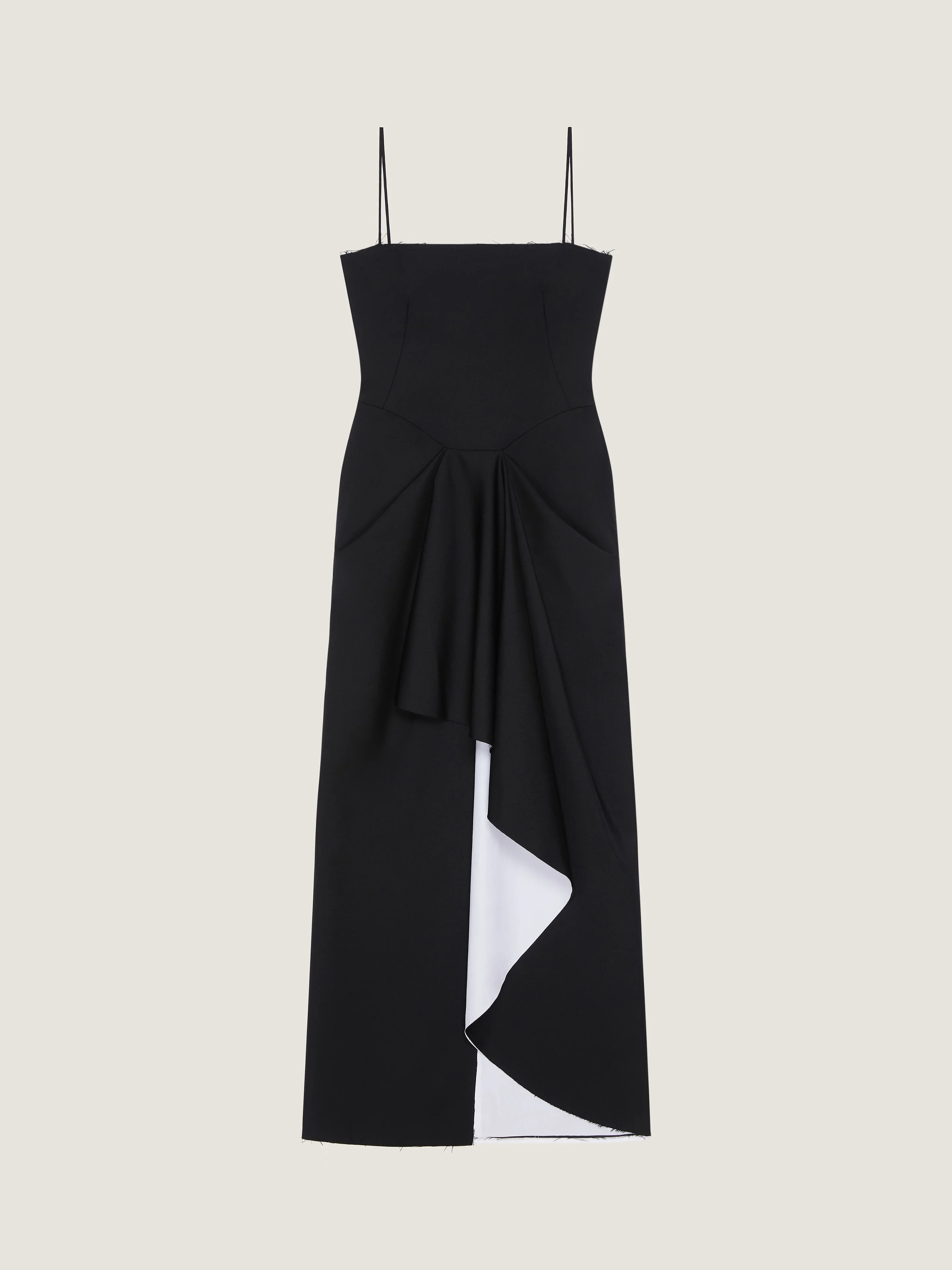 SLICED LONG WRAPPED DRESS IN WOOL AND MOHAIR - 1
