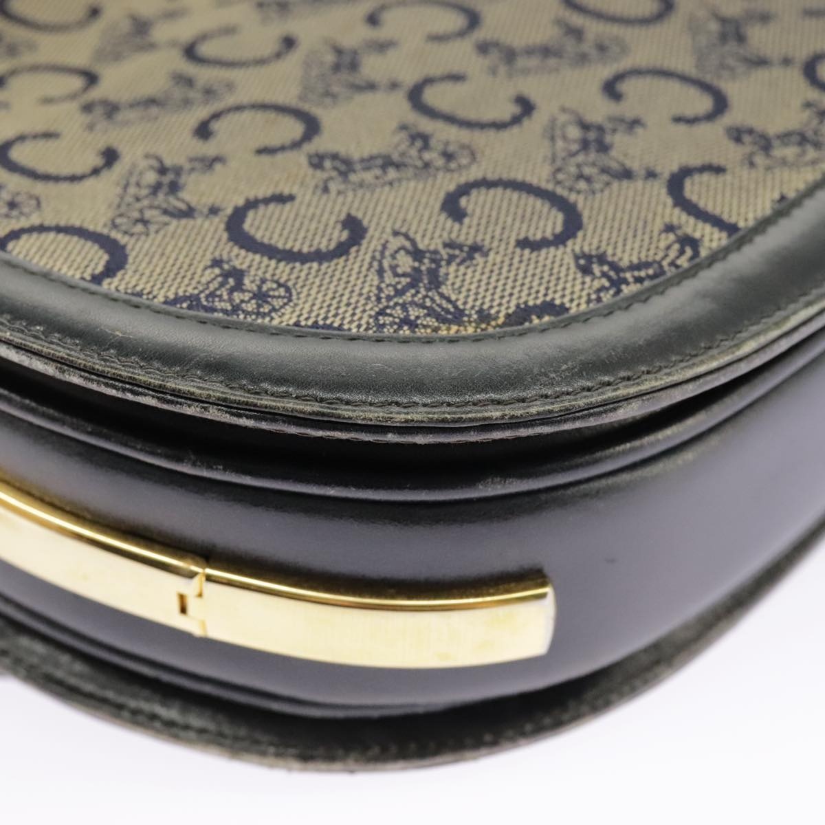 CELINE C Sulky Shoulder Bag Canvas Navy Beige - 16