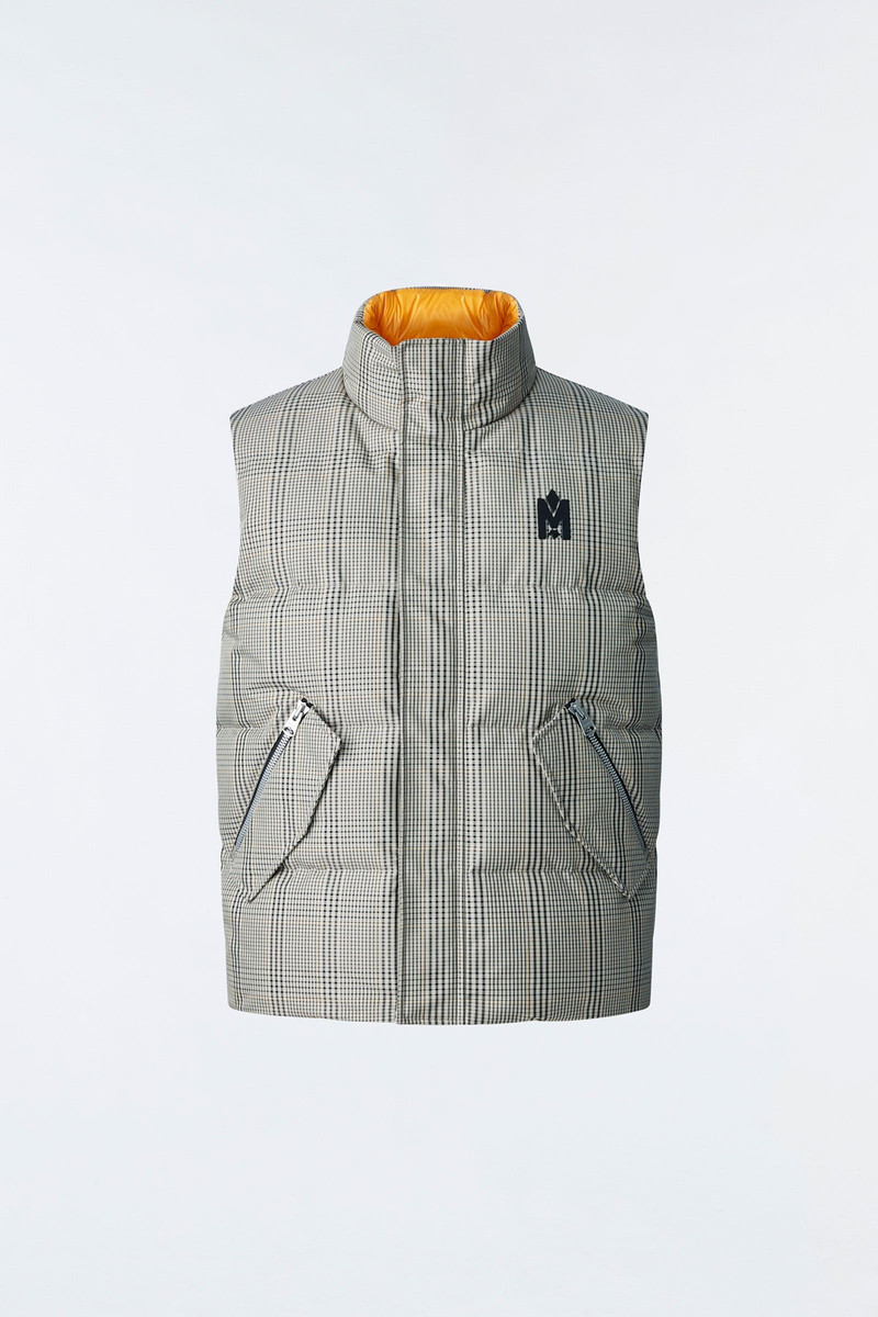 JOSEPH Plaid down vest with funnel collar for men 1