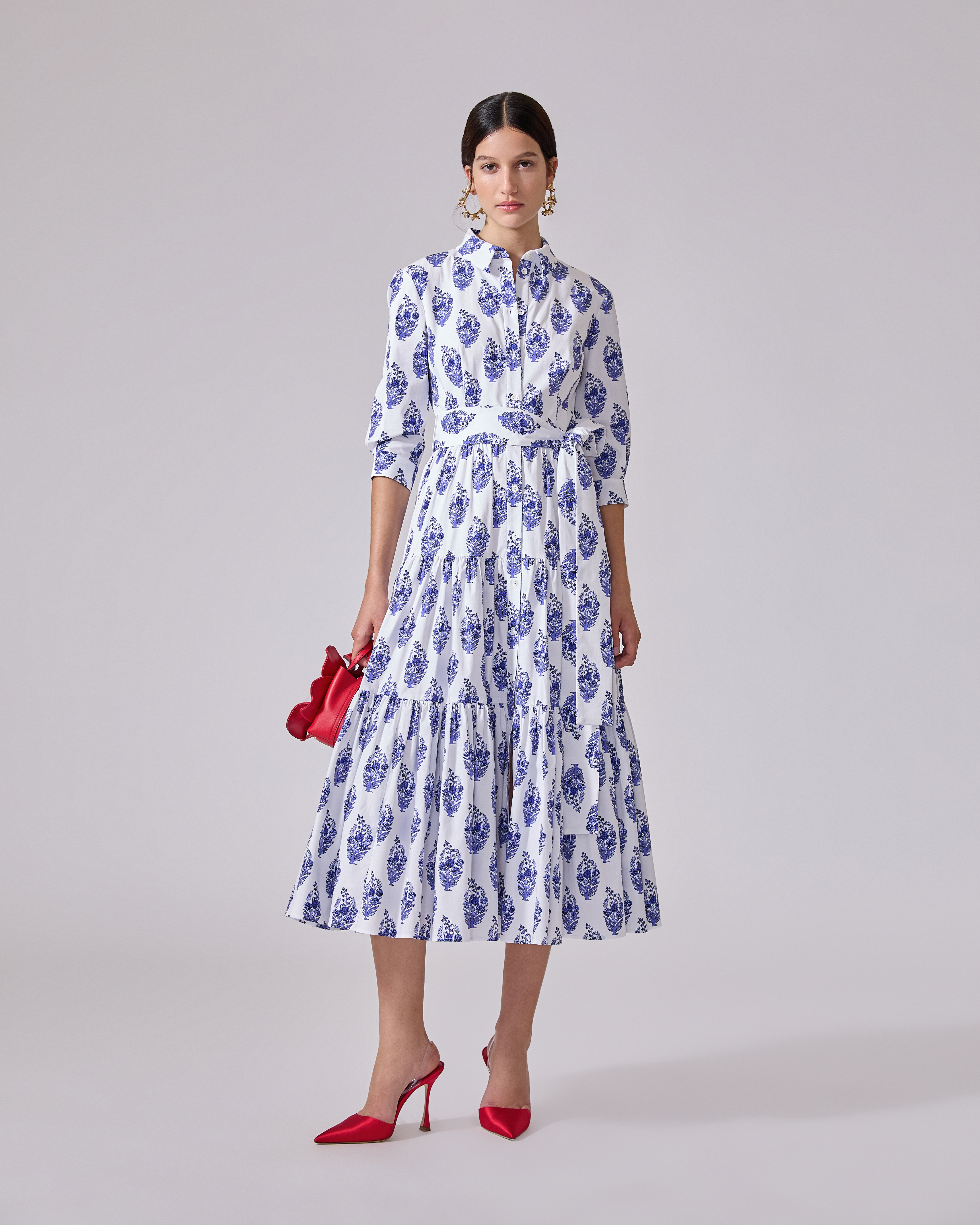 Floral-Block-Print Shirt Dress - 2