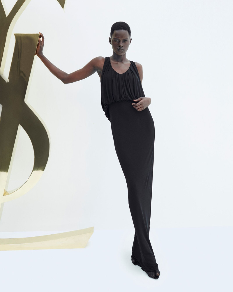 SAINT LAURENT long draped dress in jersey outlook