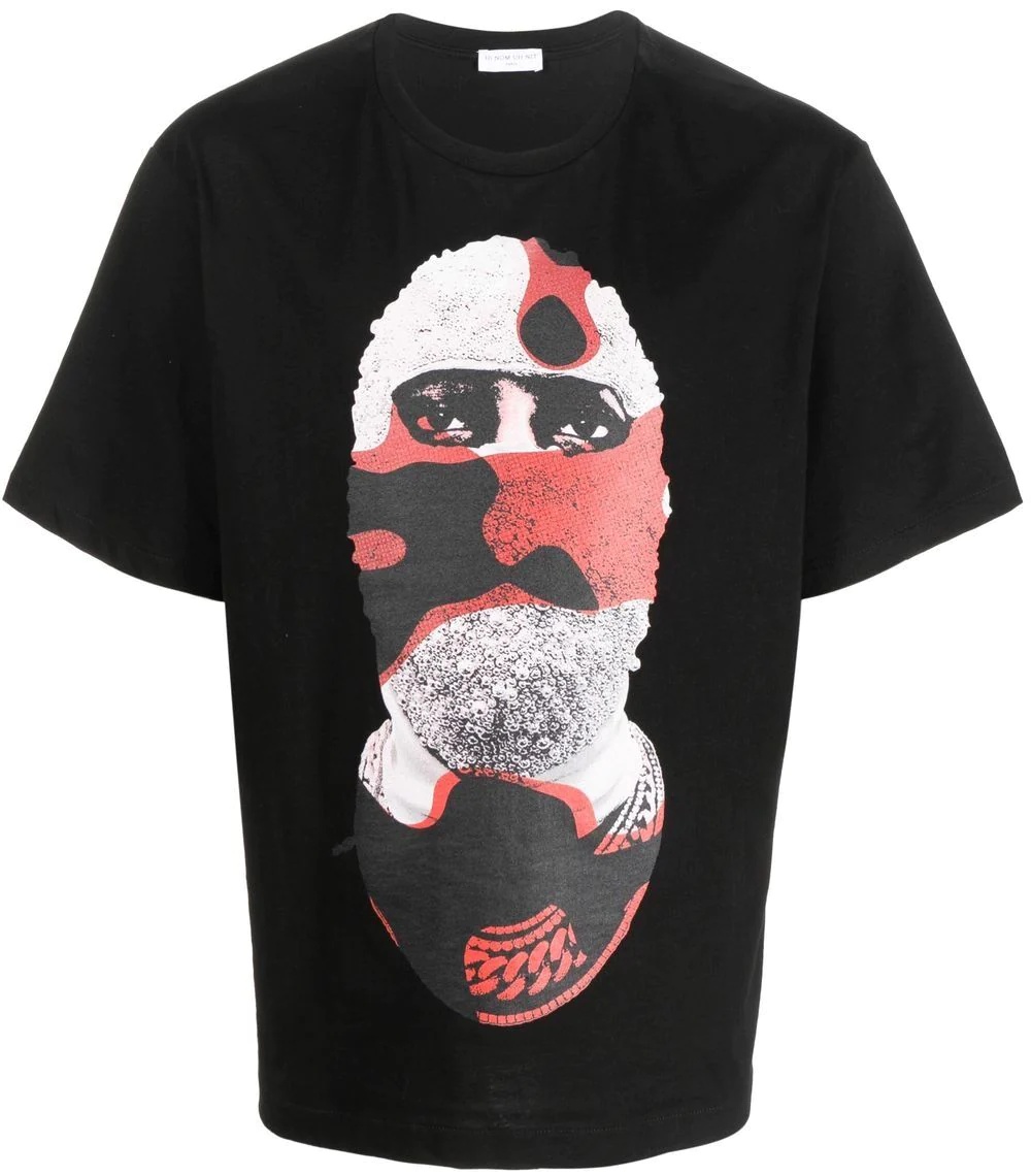 mask-print short sleeve T-shirt - 1