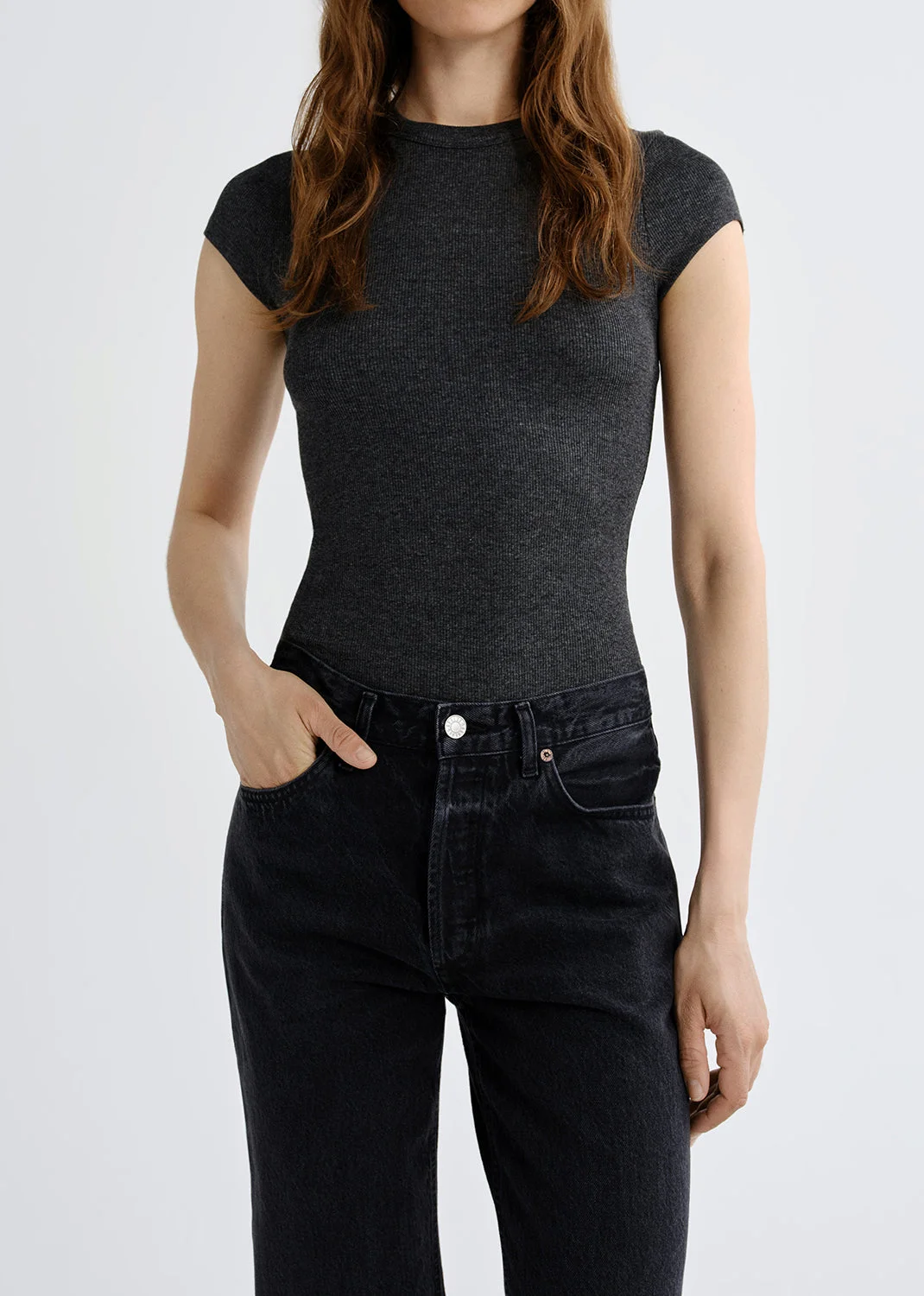 EDISON TEE IN CHARCOAL HEATHER - 1