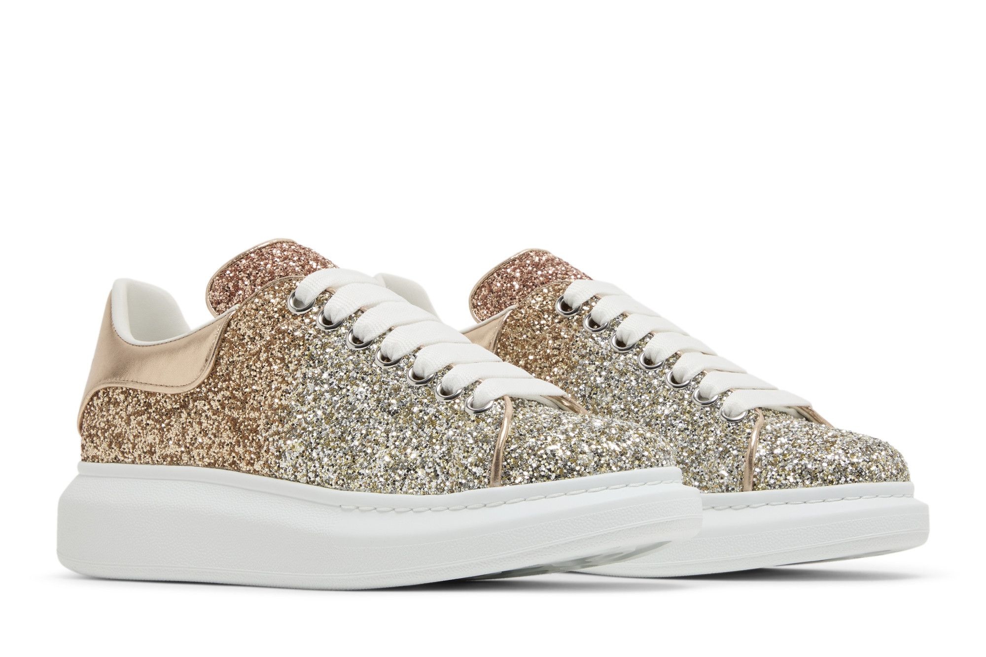 Alexander McQueen Wmns Oversized Sneaker 'Rose Gold Glitter' - 8