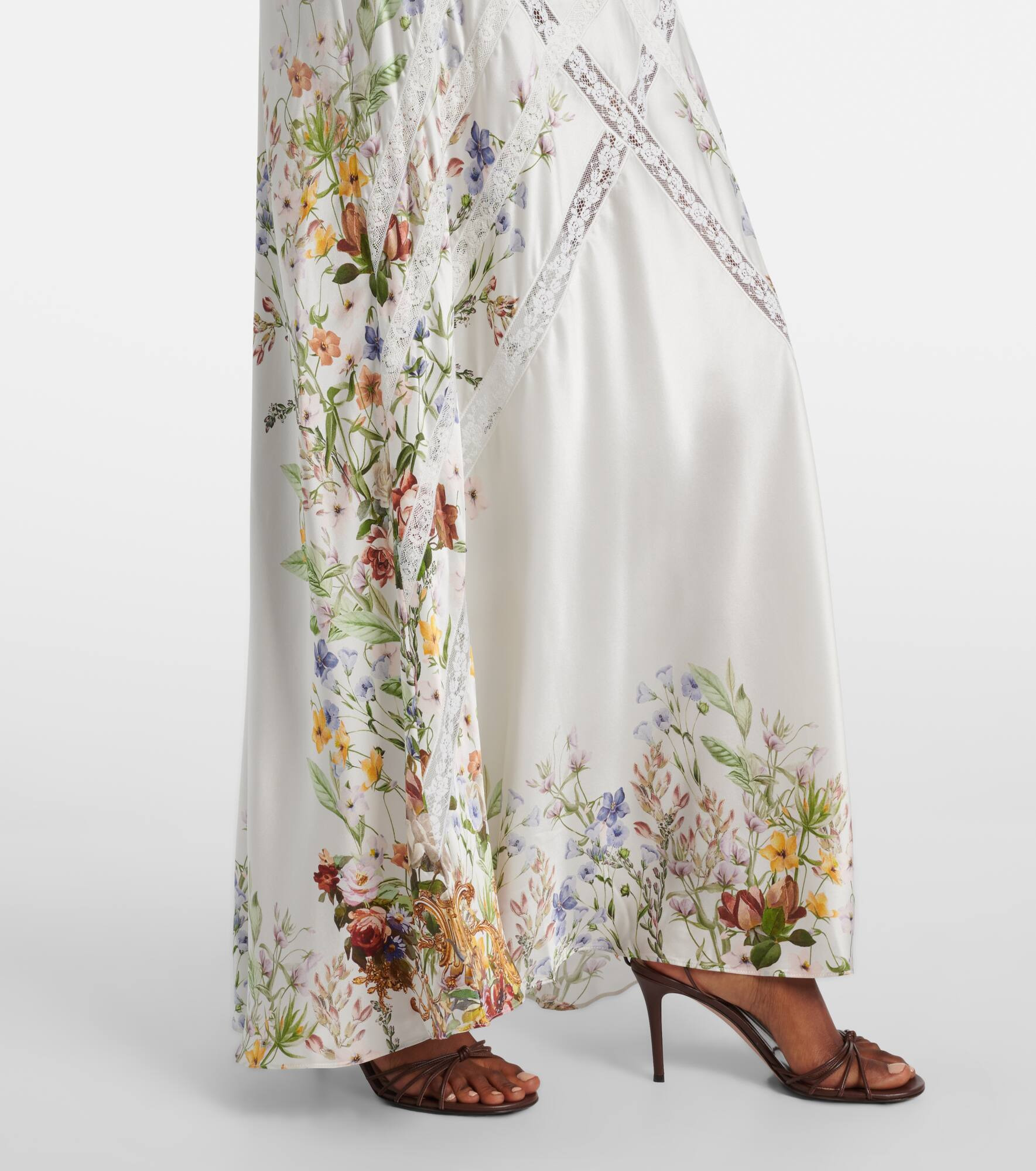 Floral silk satin slip dress - 5
