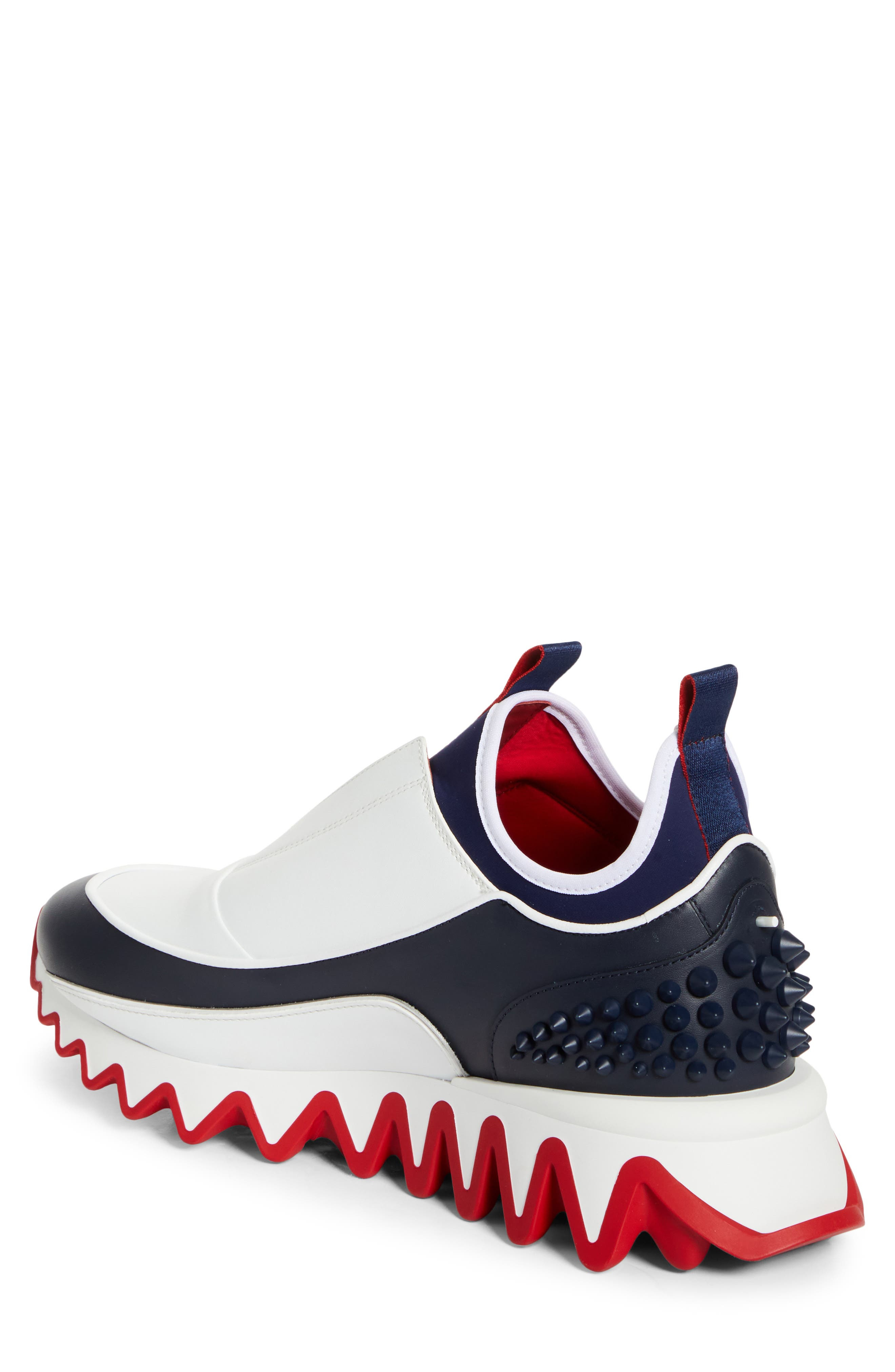 Christian Louboutin Sharkyloub Spikes Slip-On Sneaker in Marine/White at Nordstrom - 2