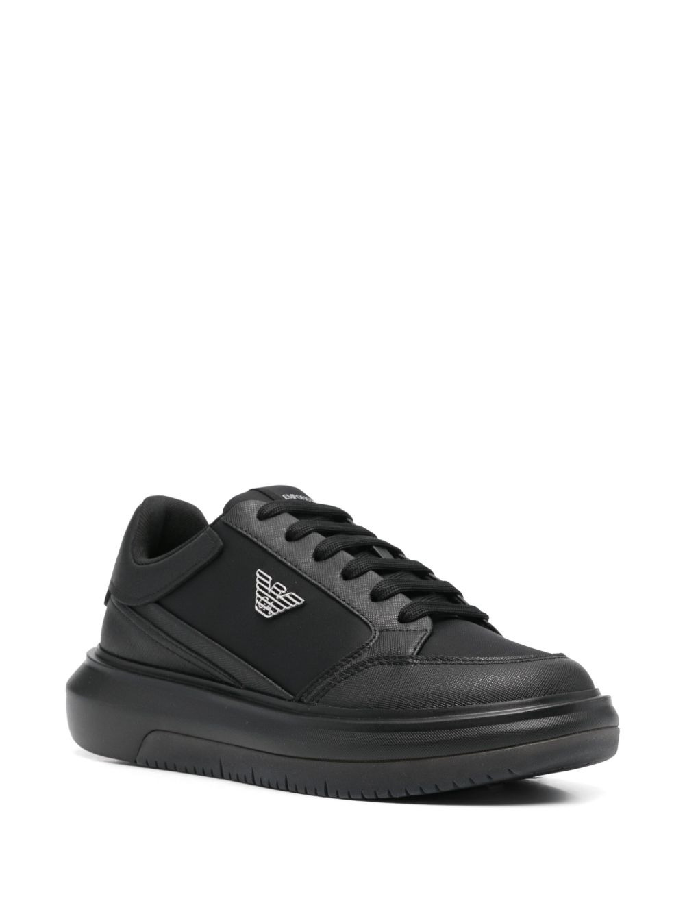 panelled lace-up sneakers - 2