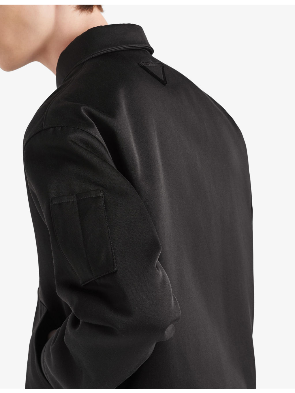 Logo plaque spread-collar cotton and silk jacket - 5