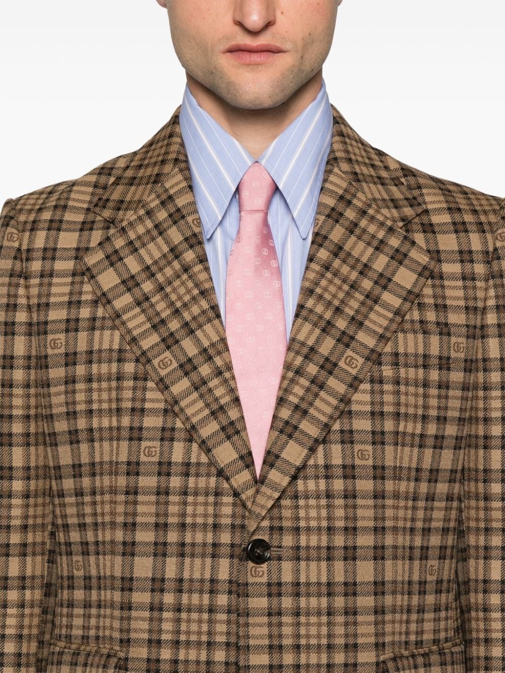 Double G-logo check-pattern blazer - 5