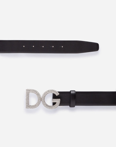 Dolce & Gabbana Calfskin belt with rhinestone logo buckle outlook