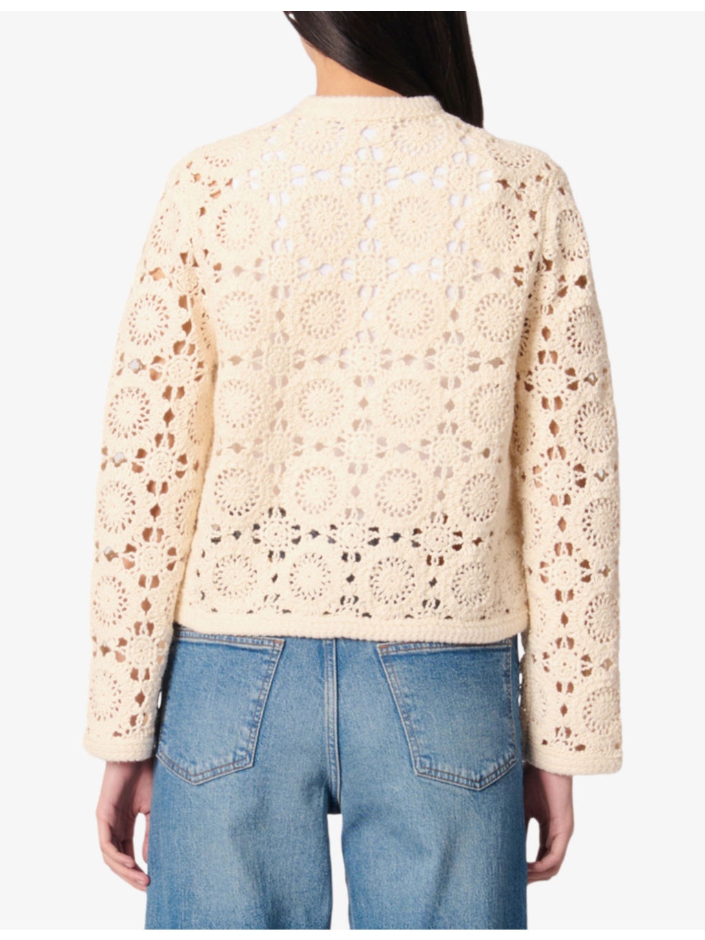 Crochet Cropped Knitted Cardigan - 4