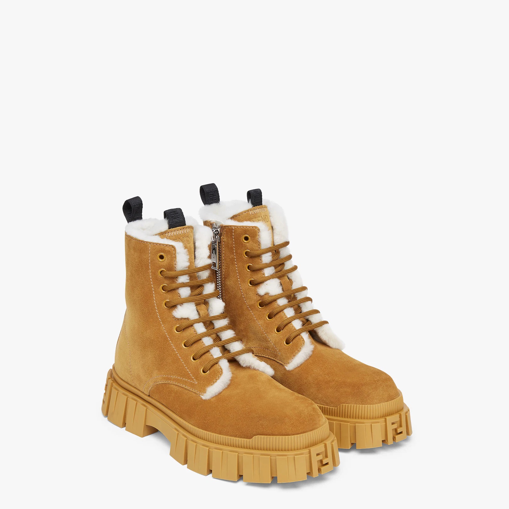 Yellow suede biker boots - 4