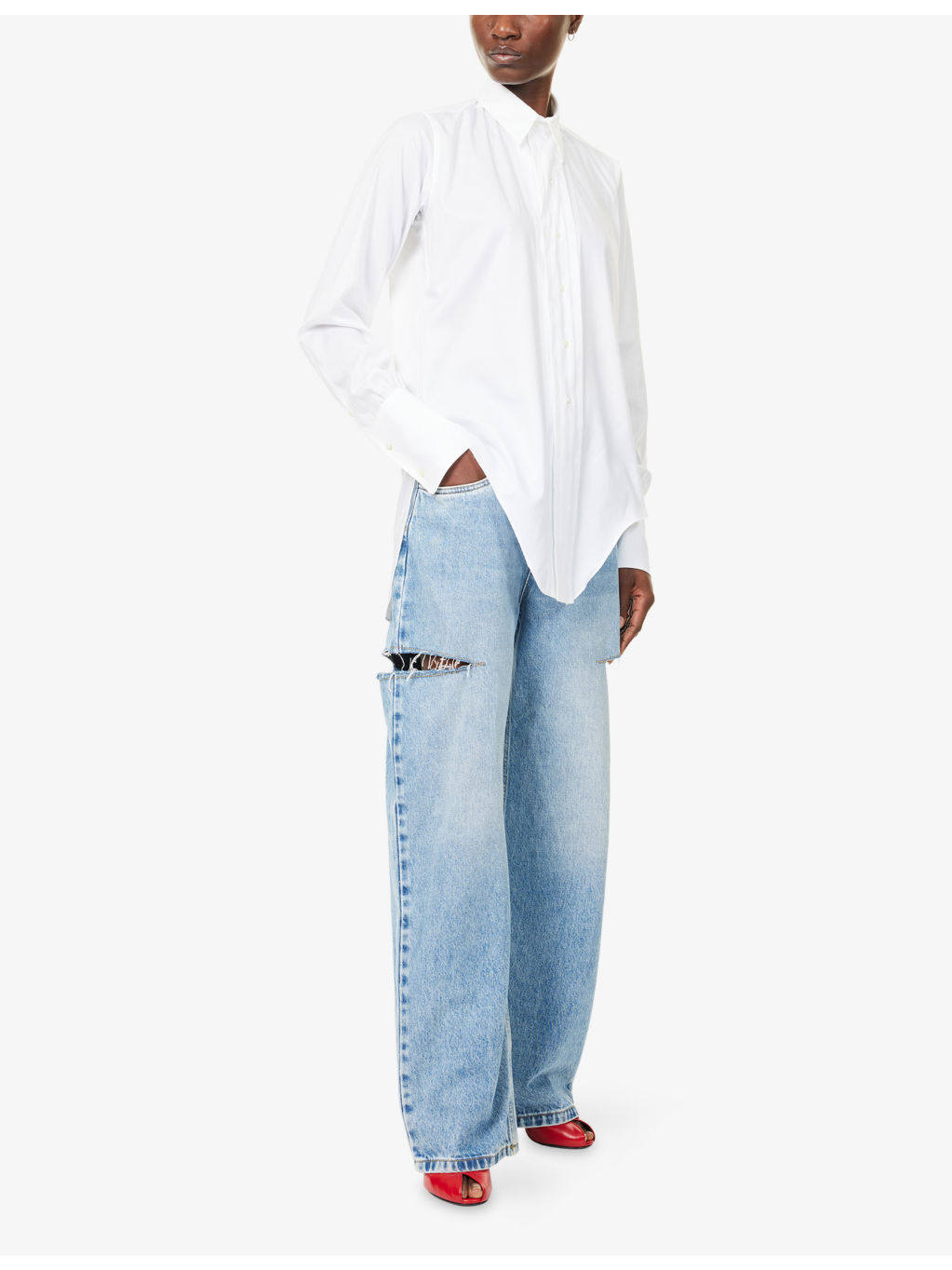 Asymmetric Long-Sleeves Cotton-Poplin Shirt - 2