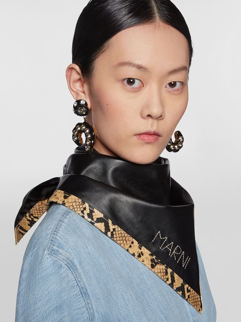 Marni BLACK NAPPA TRIANGULAR SCARF WITH PRINTED PYTHON FINISH outlook