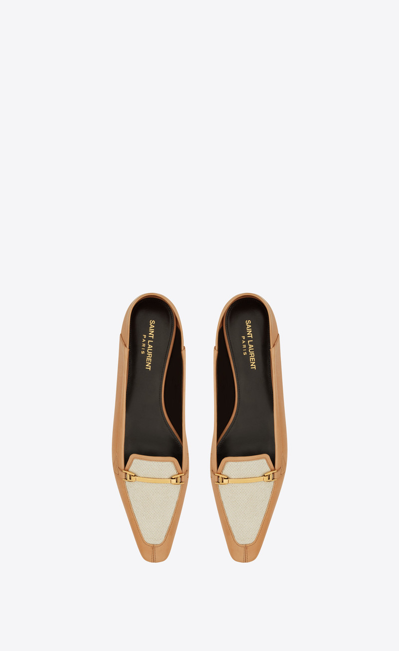 SAINT LAURENT chris slippers in vegetable-tanned leather and canvas outlook