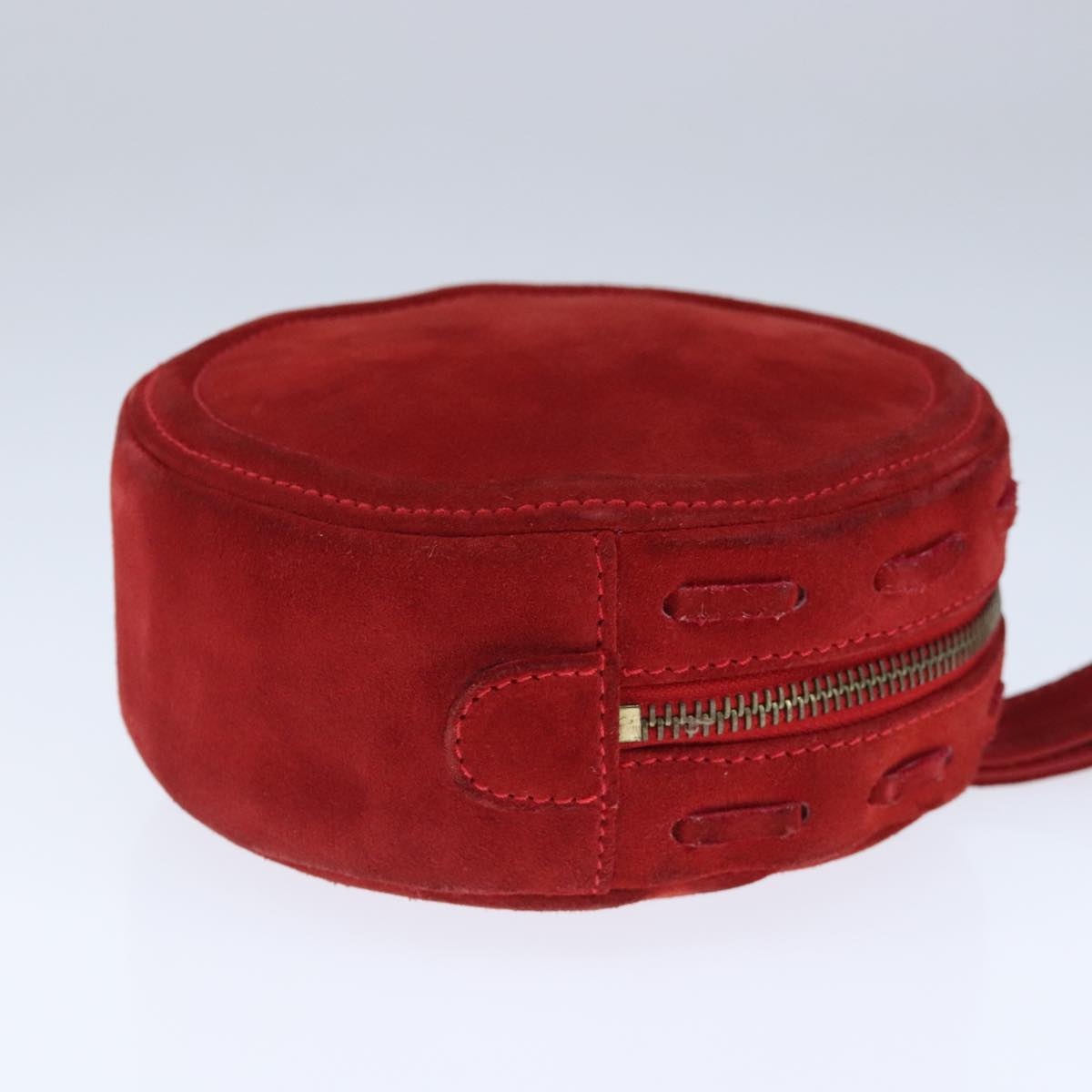 CELINE Hand Bag Suede Red Gold - 5