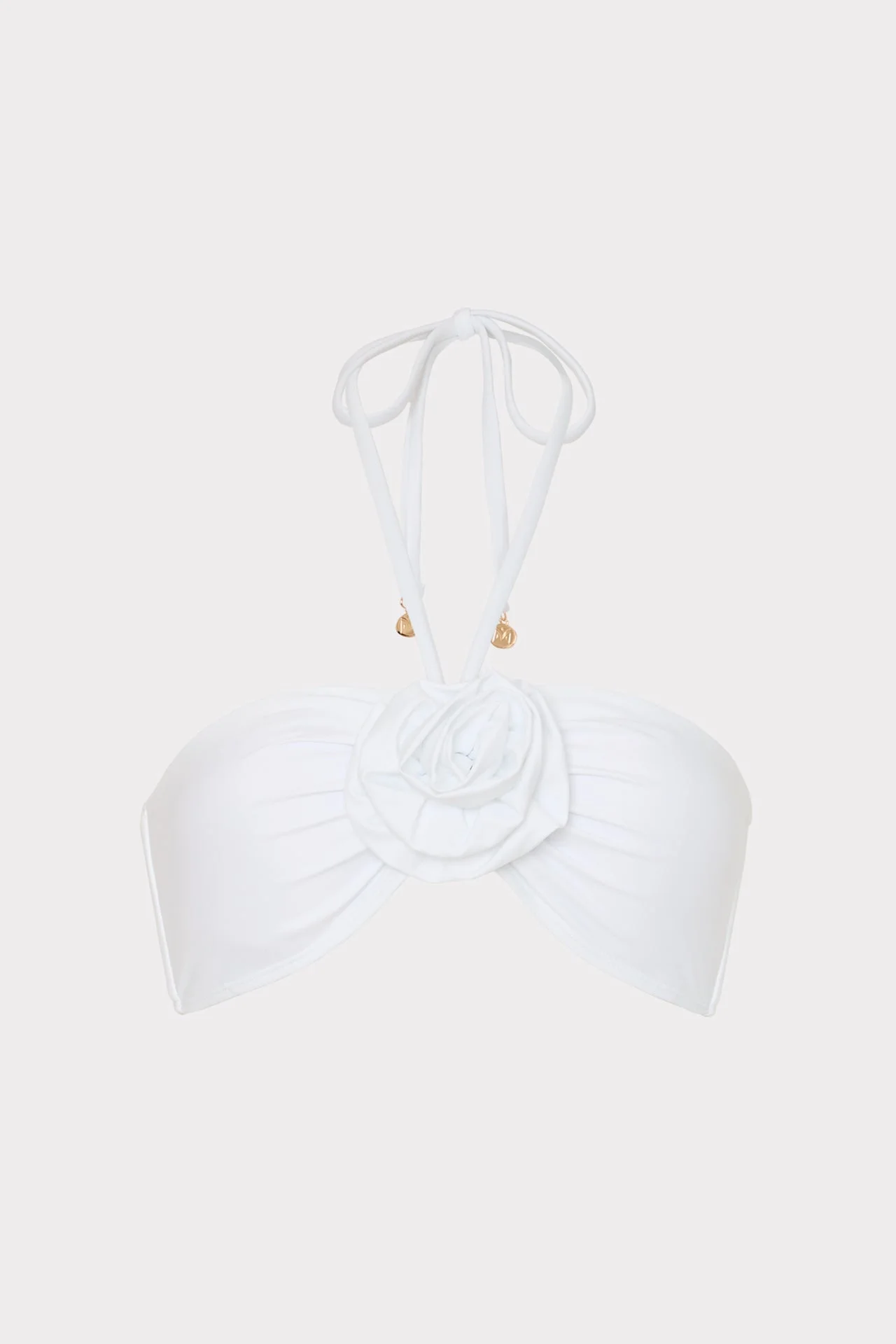 Floral Applique Halter Bikini Top - 1