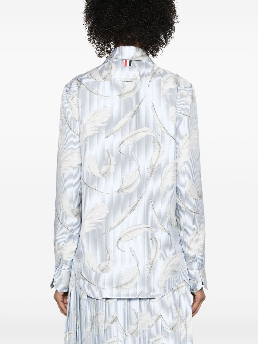 feather-print silk shirt - 4