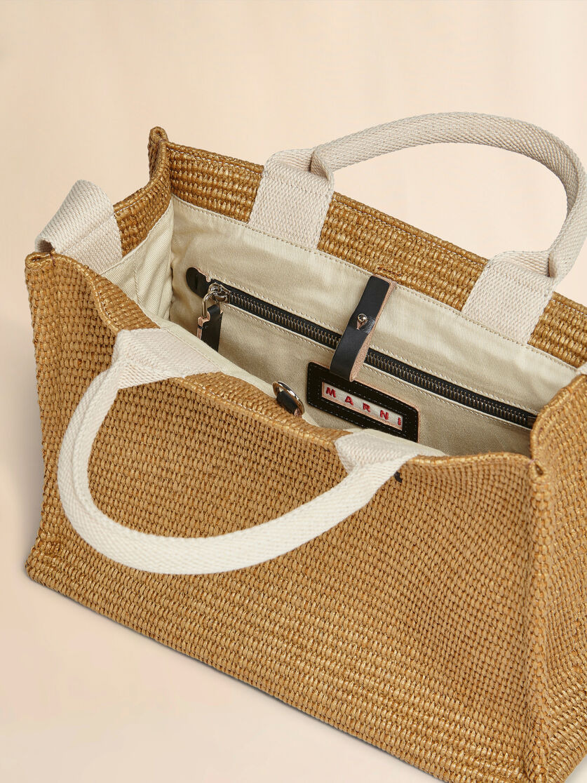 SMALL BROWN RAFFIA TOTE BAG - 4