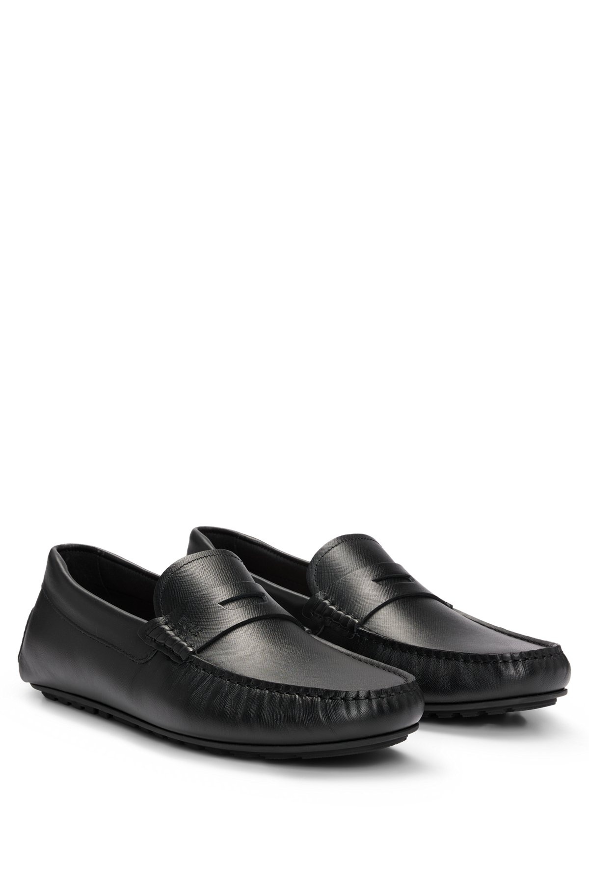 EMBOSSED-LEATHER SLIP-ON MOCCASINS WITH LOGO DETAIL - 2