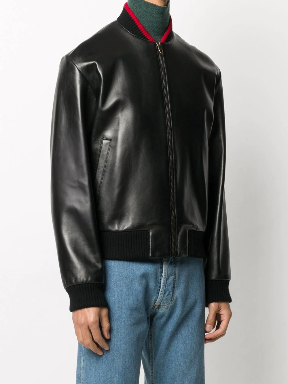 lambskin leather bomber jacket - 4