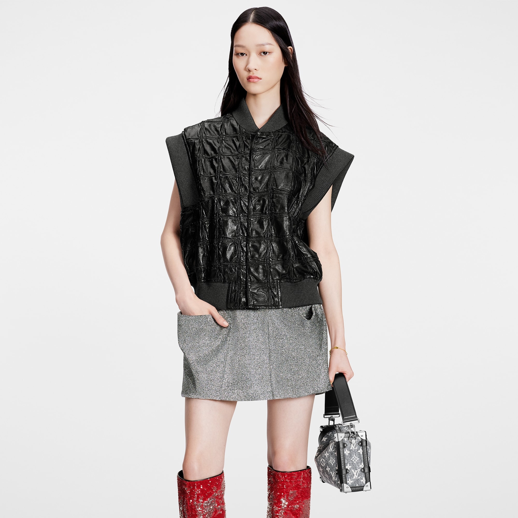 Oversized Pocket Glitter Mini Skirt - 5