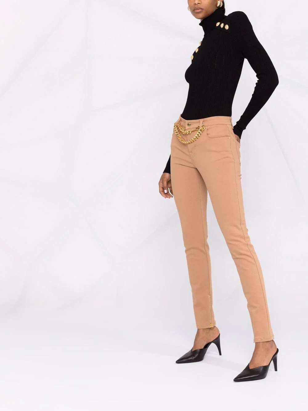 chain-trim skinny jeans - 4