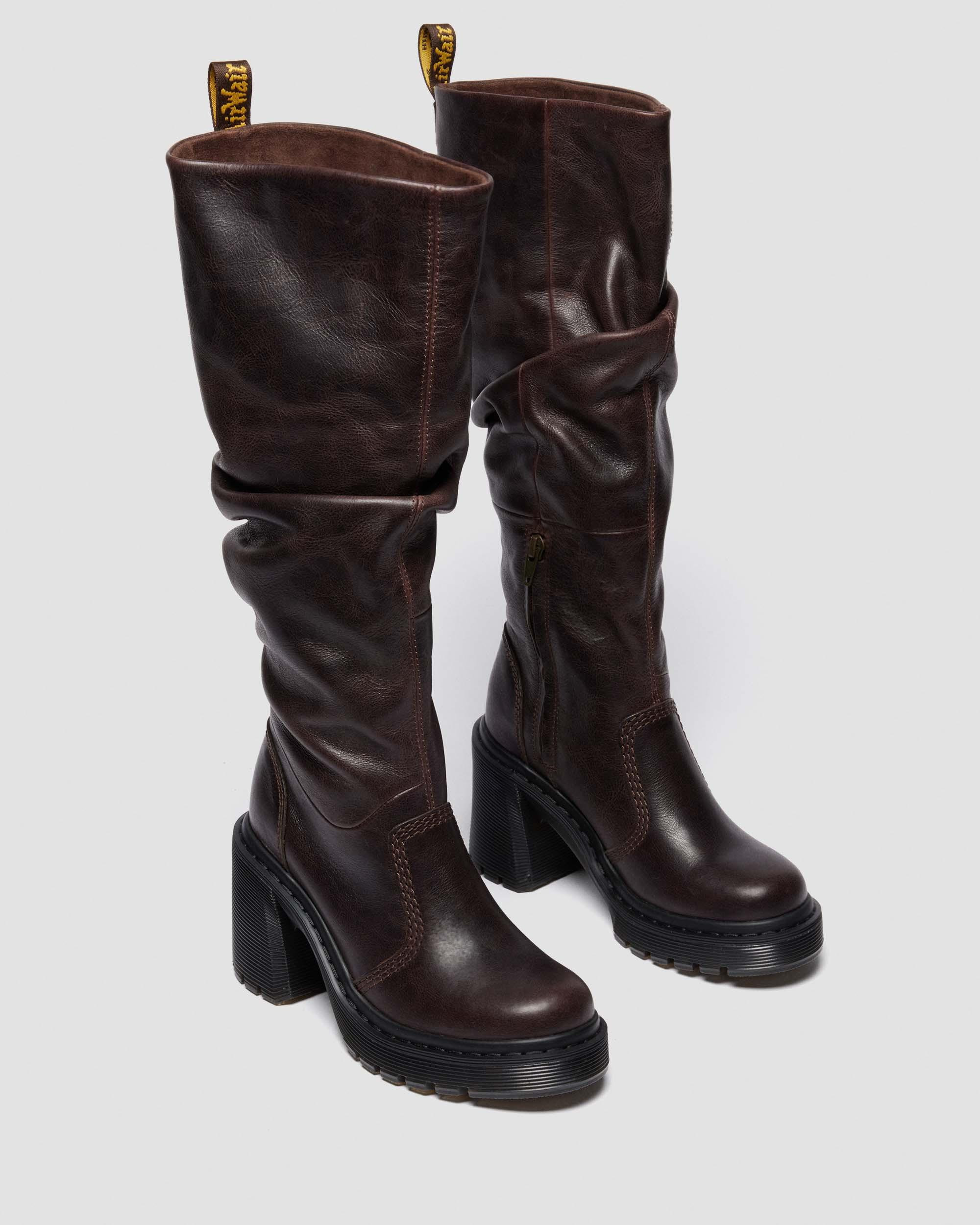 Kasey Kinsley Leather Knee High Heeled Boots - 8
