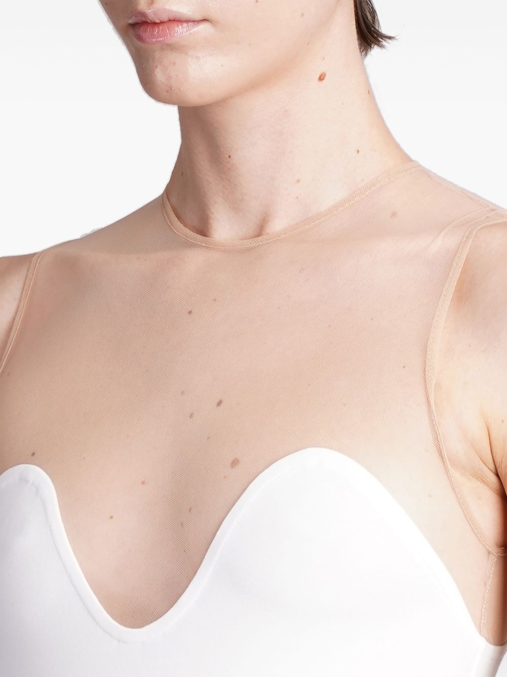 wave-neck tulle bodysuit - 5