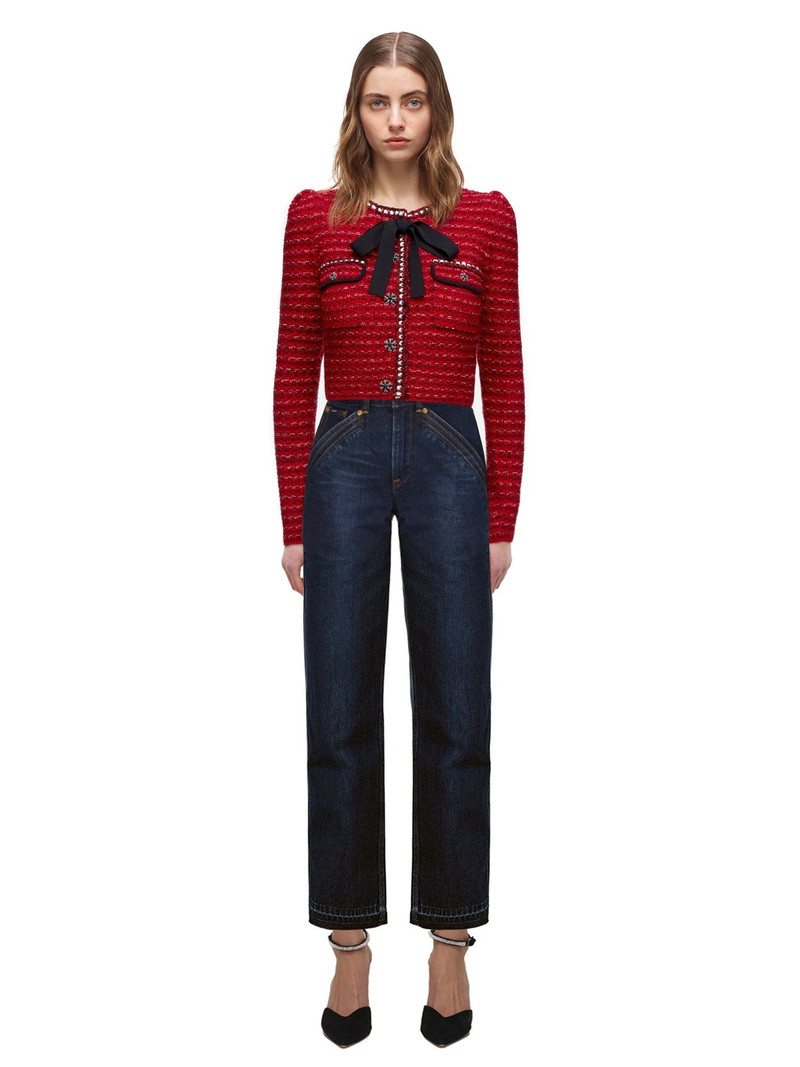 Red Melange Cropped Cardigan 1