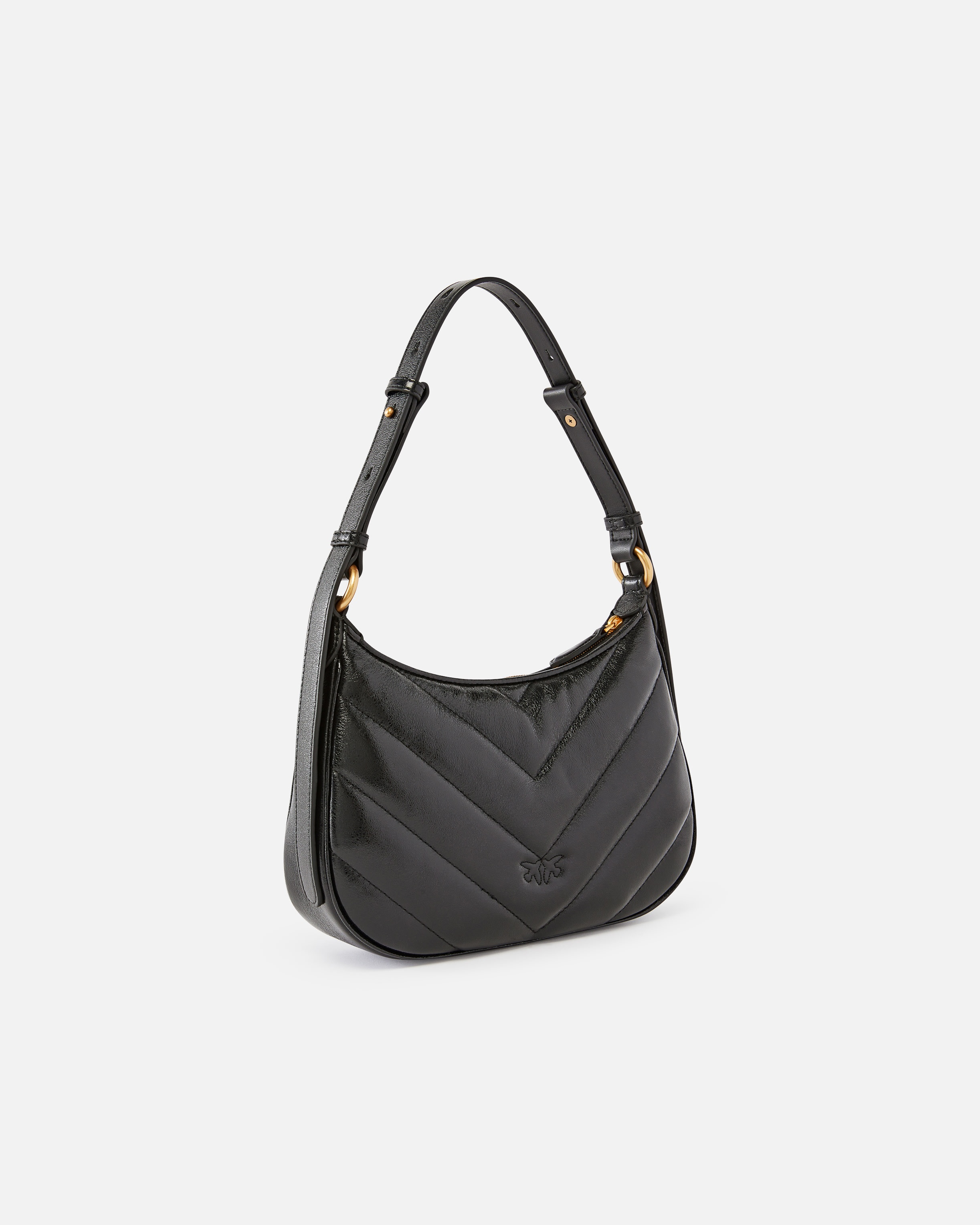 HALF MOON SMALL SHOULDER BAG IN LAMINATED LEATHER - 2