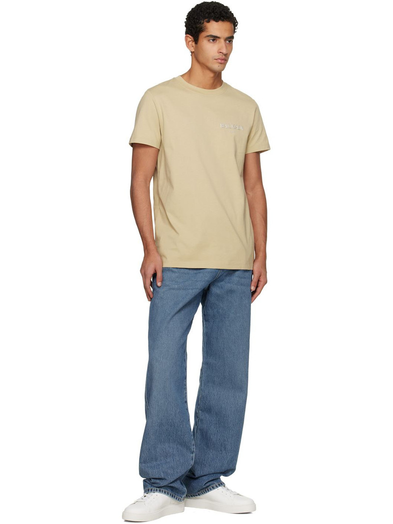 Balmain Beige Vintage Gel 'Balmain' Logo T-shirt outlook