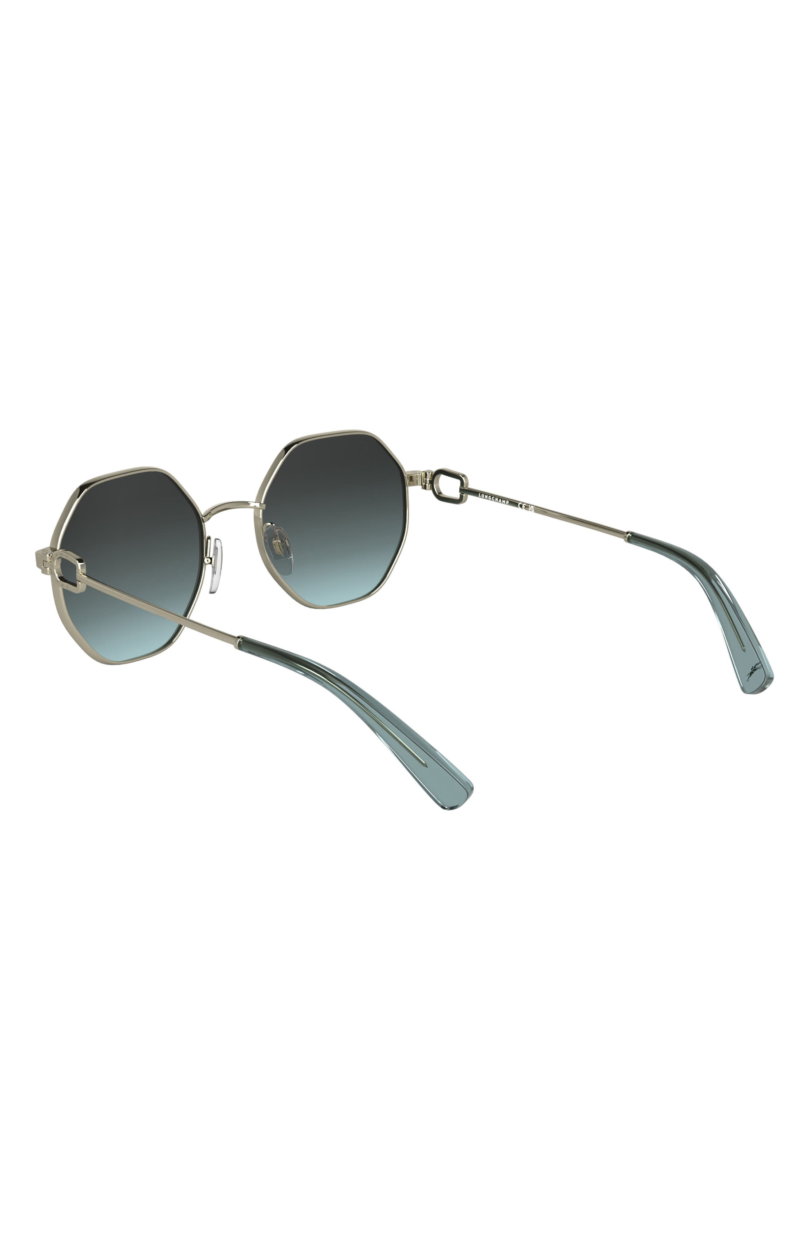 Longchamp Le Foulonné 52mm Gradient Round Sunglasses in Gold/Gradient Blue at Nordstrom - 5