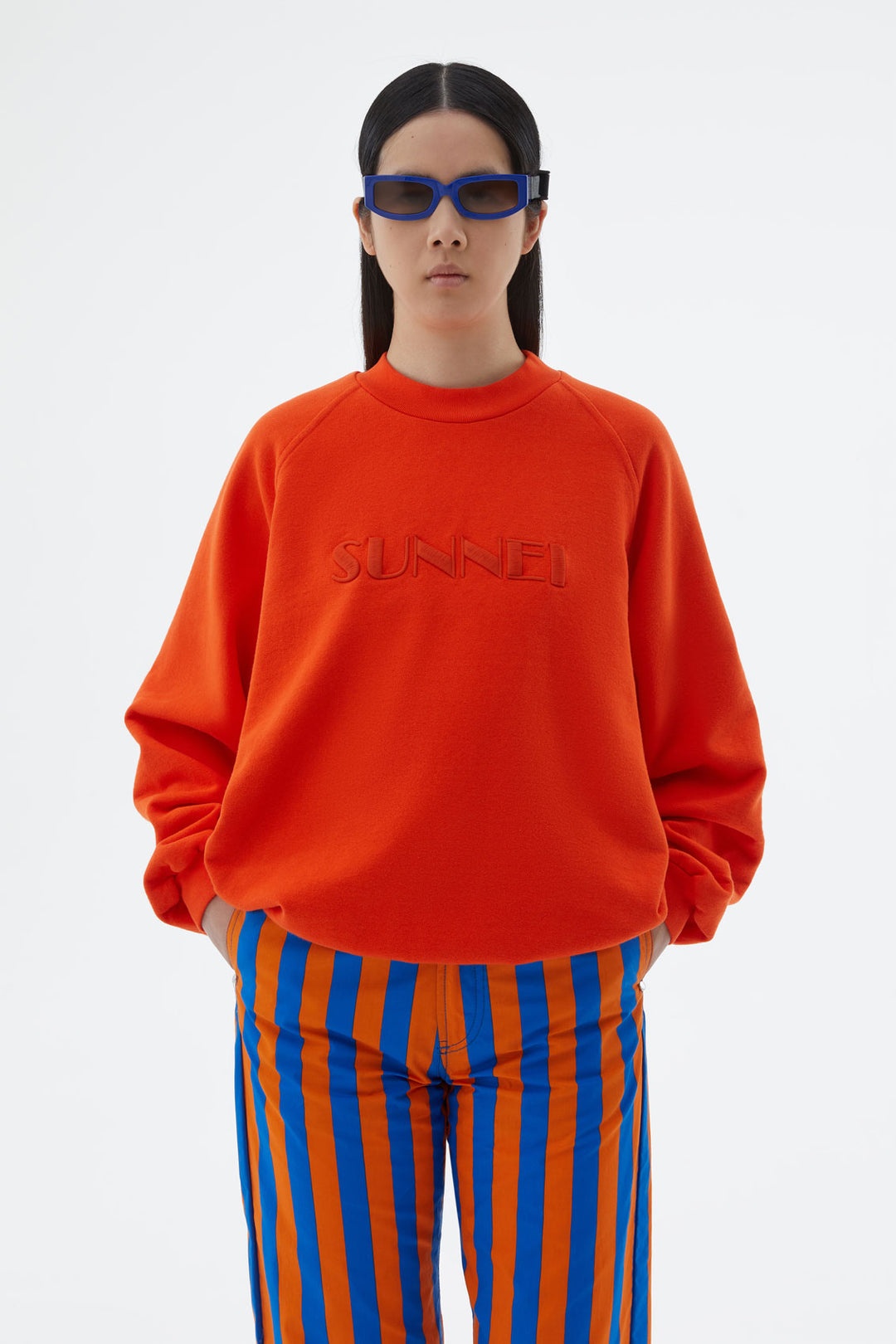 ORANGE SWEATSHIRT WITH EMBROIDERED LOGO - 4