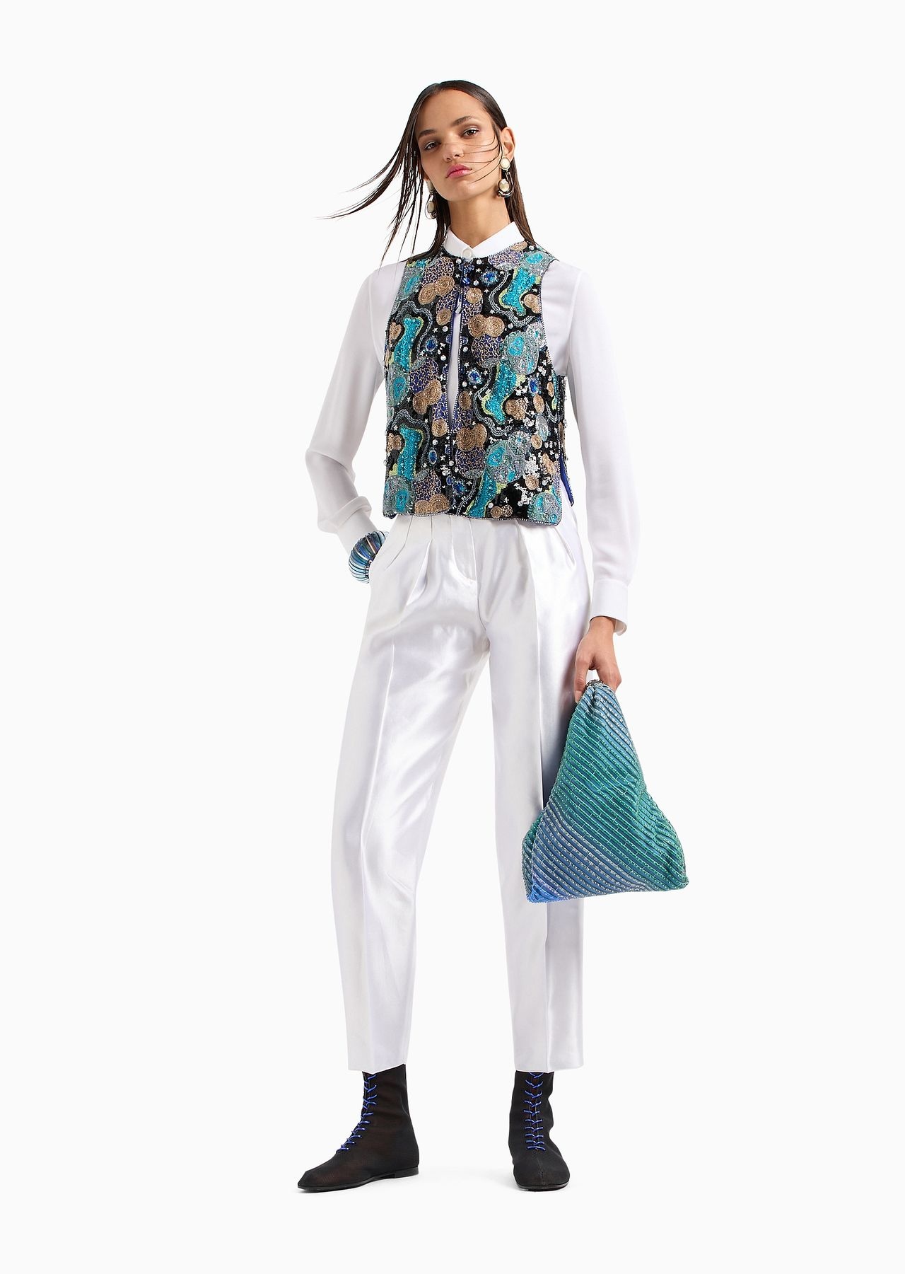 Silk-and-linen single-dart trousers - 2