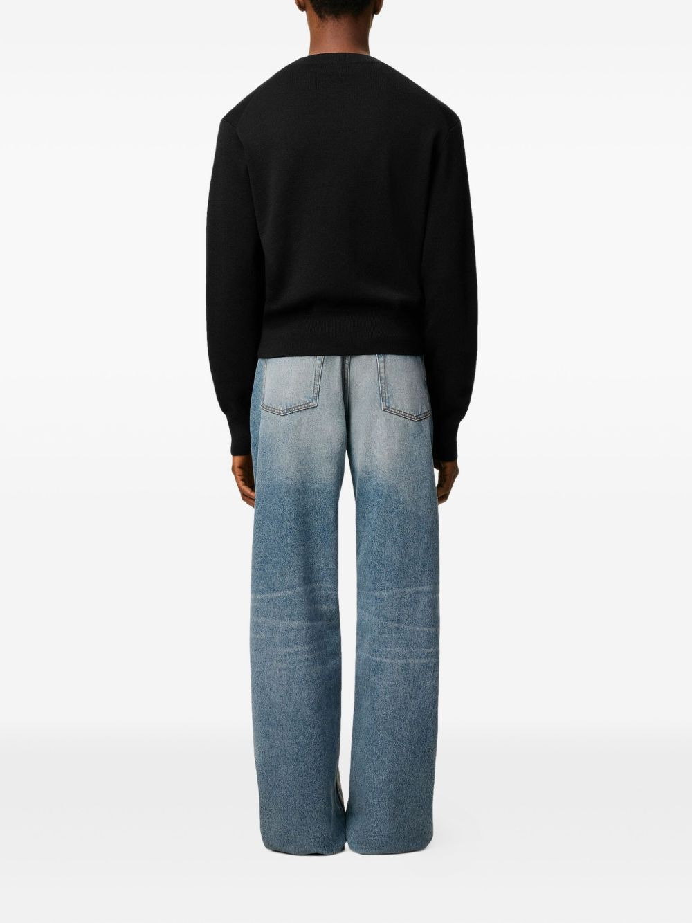 Black Wool Ami De Coeur Crewneck Sweater - 4