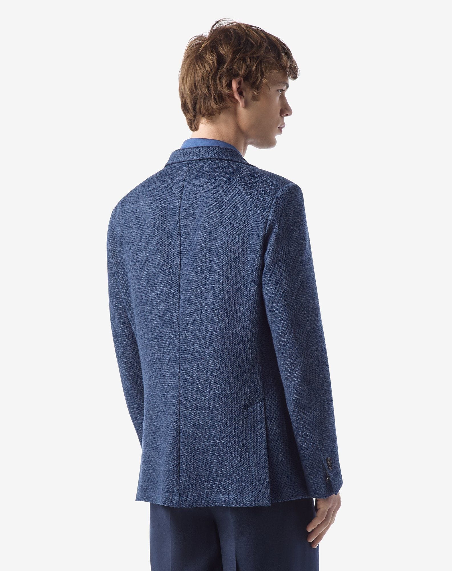 Navy blue linen jersey jacket - 3